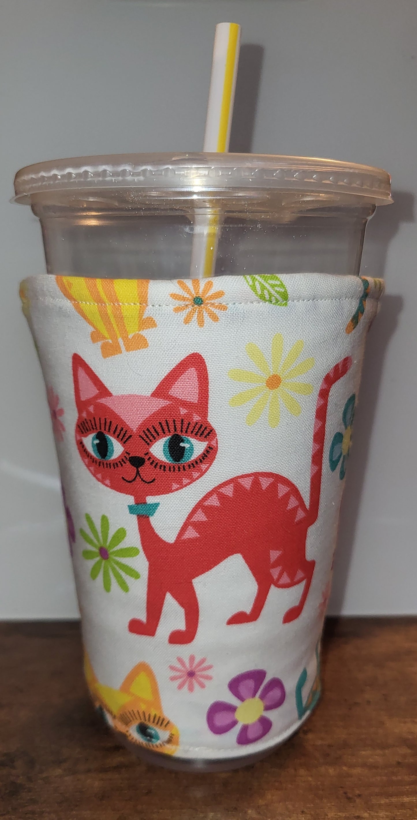 Retro Cat Reversible Cup Coozie