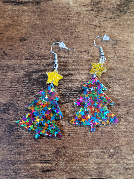 Starry Jewel Christmas Tree Earrings