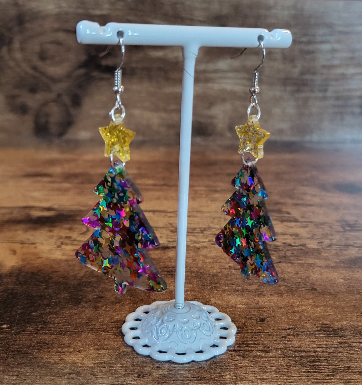 Starry Jewel Christmas Tree Earrings