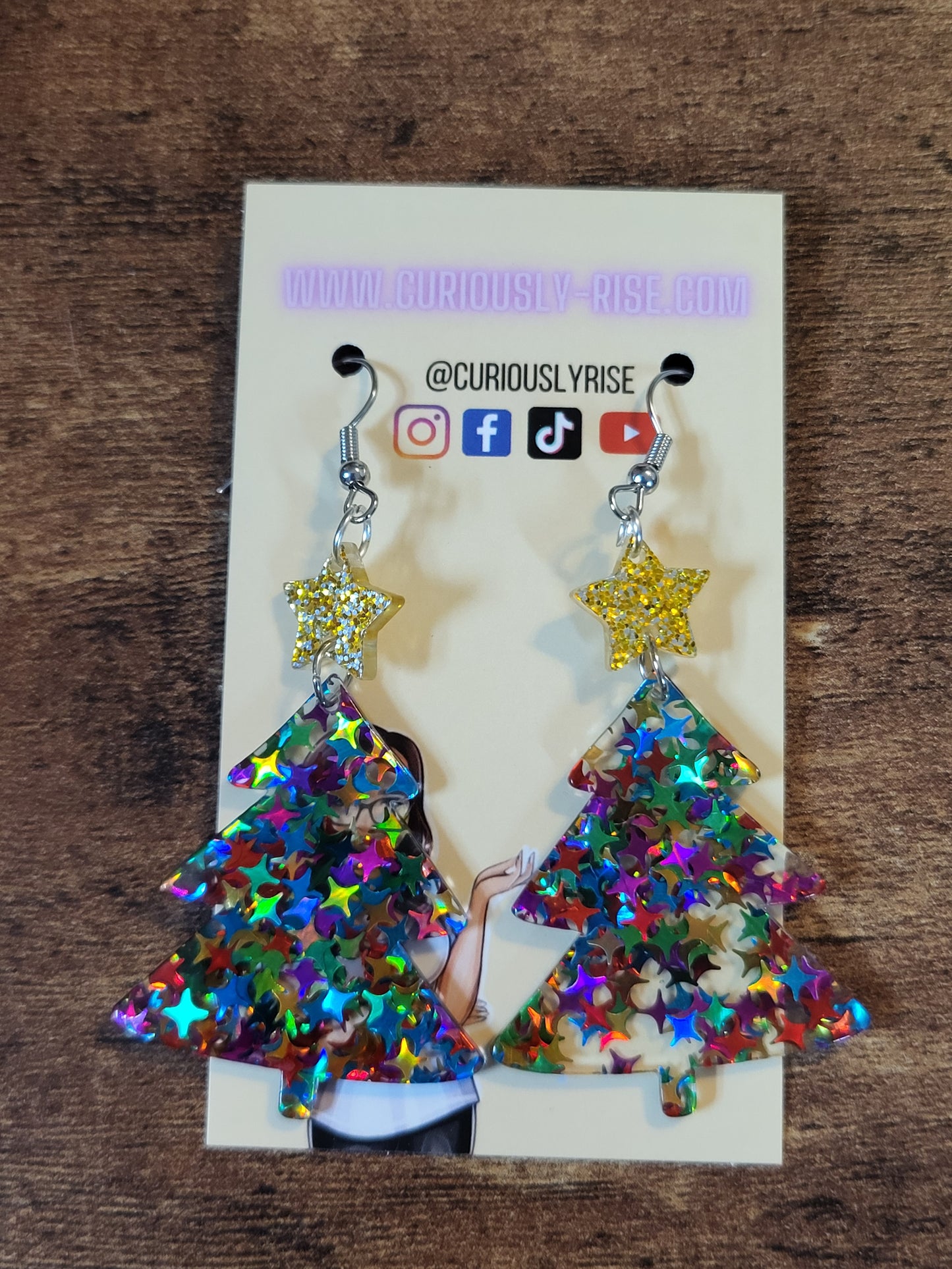 Starry Jewel Christmas Tree Earrings