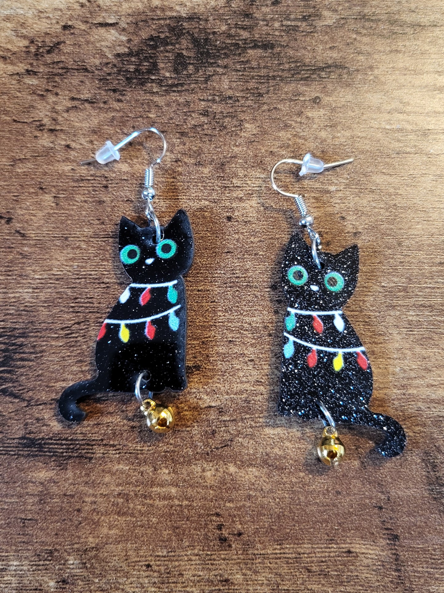 Black Cat Tangles Lights earrings