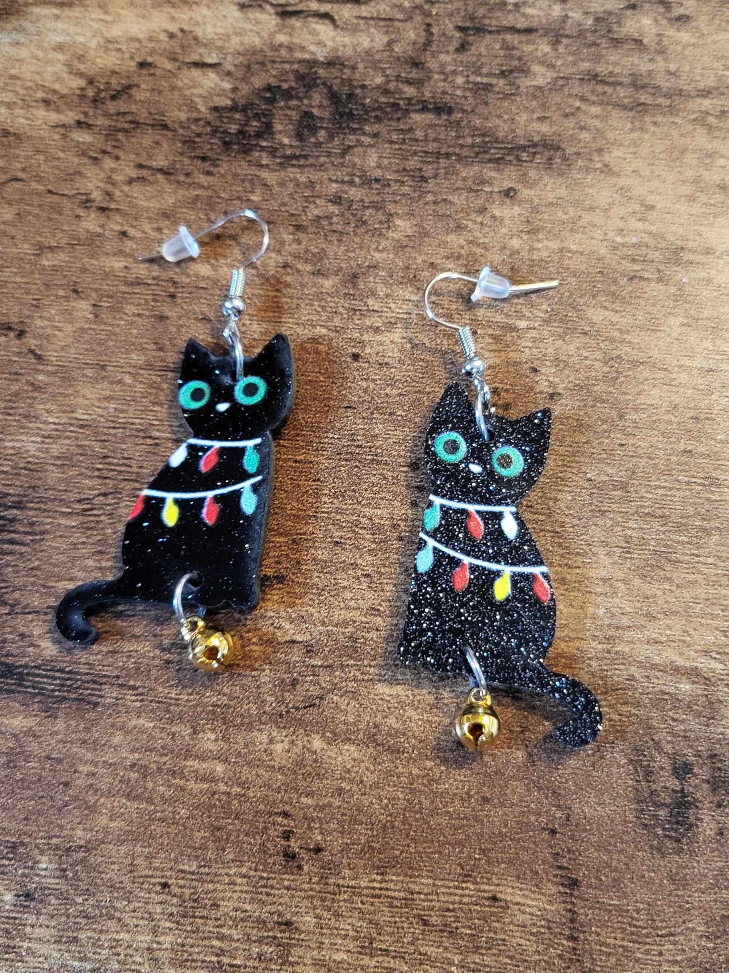 Black Cat Tangles Lights earrings