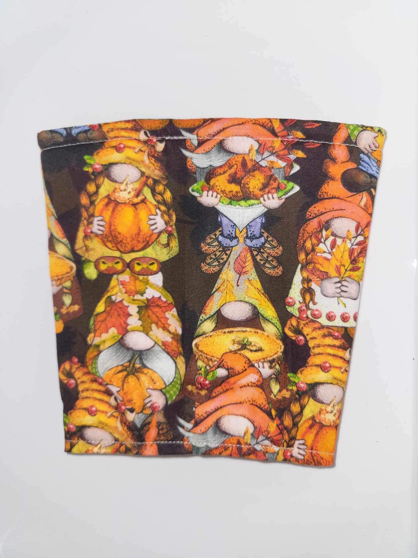 Autumn Plaid Gnomes Reversible Cup Coozie