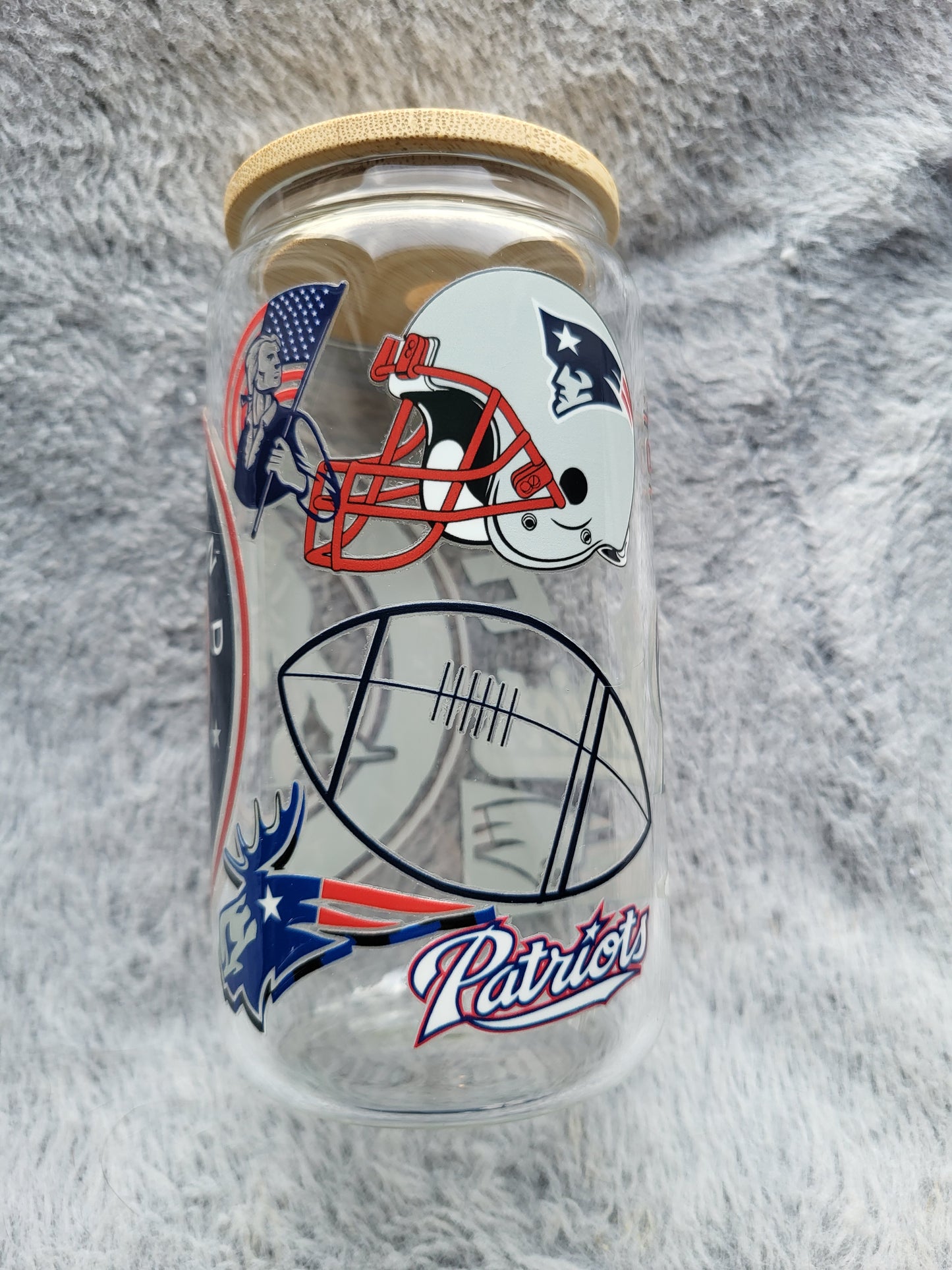 New England Football clear Glass Can