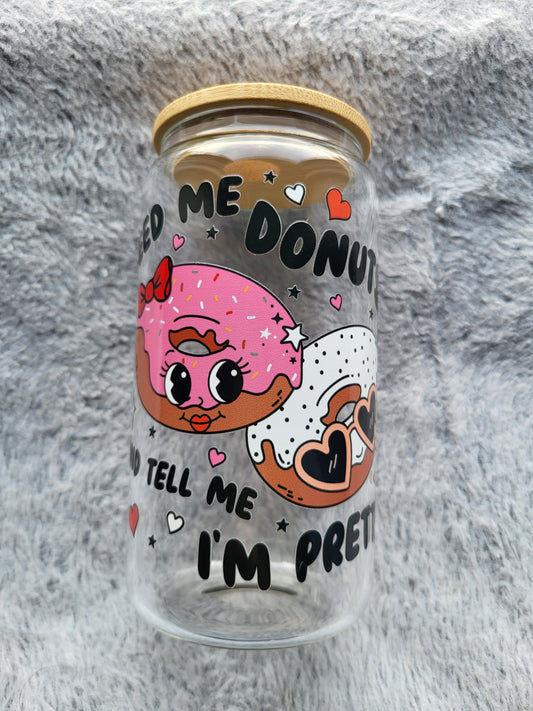 Donut Love clear Glass Can