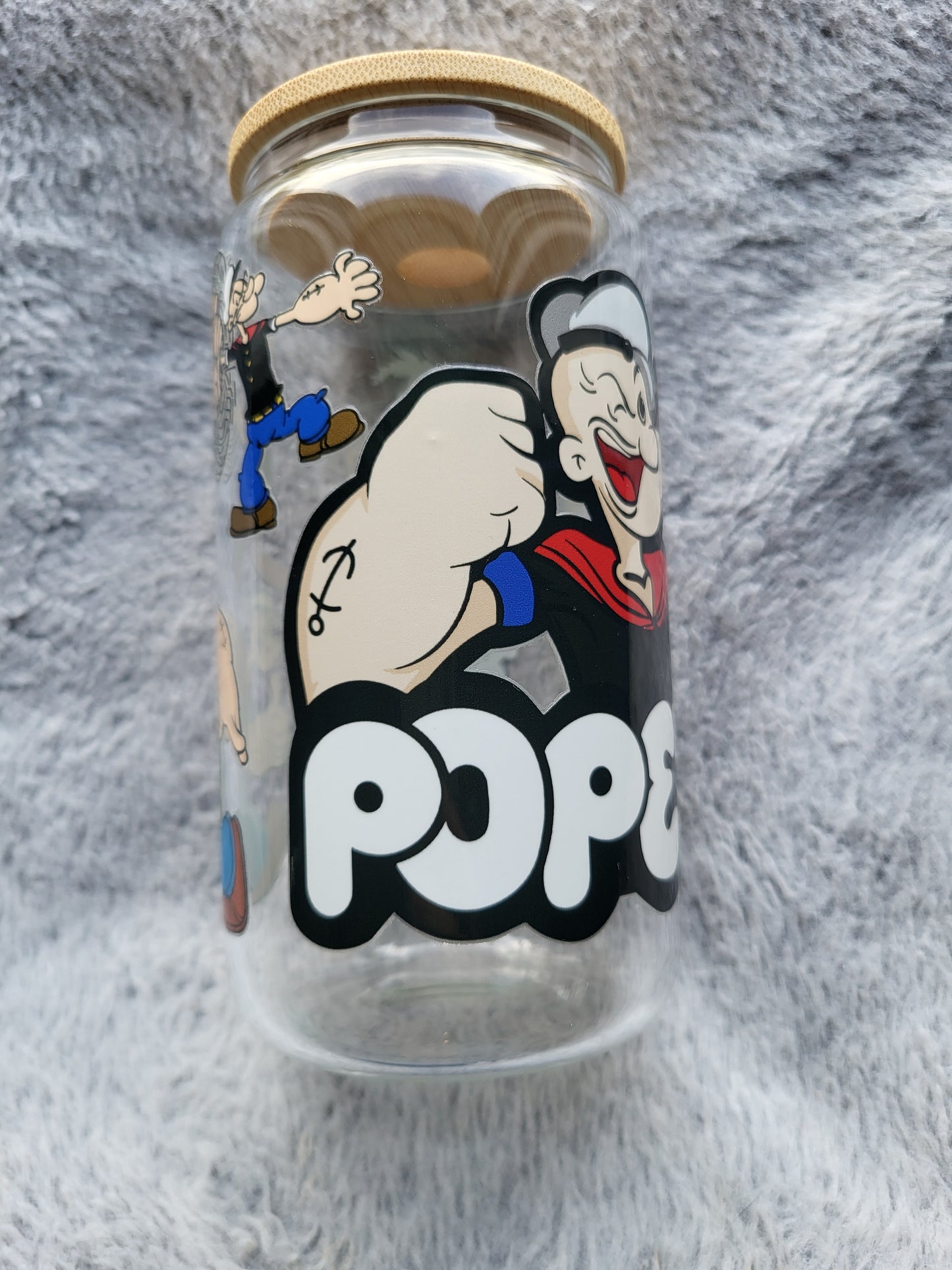 Popeye clear Glass Can