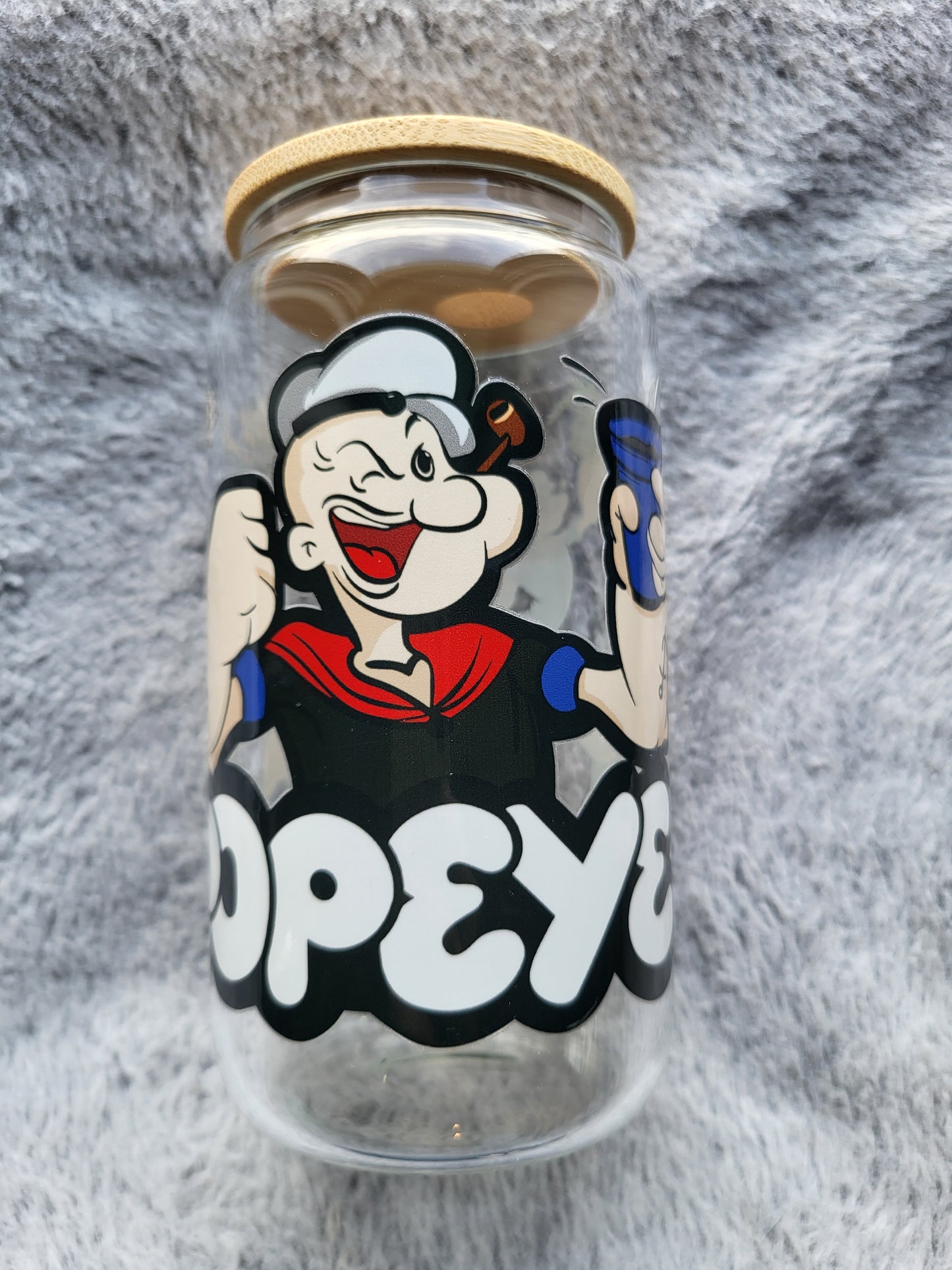 Popeye clear Glass Can