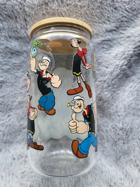 Popeye clear Glass Can