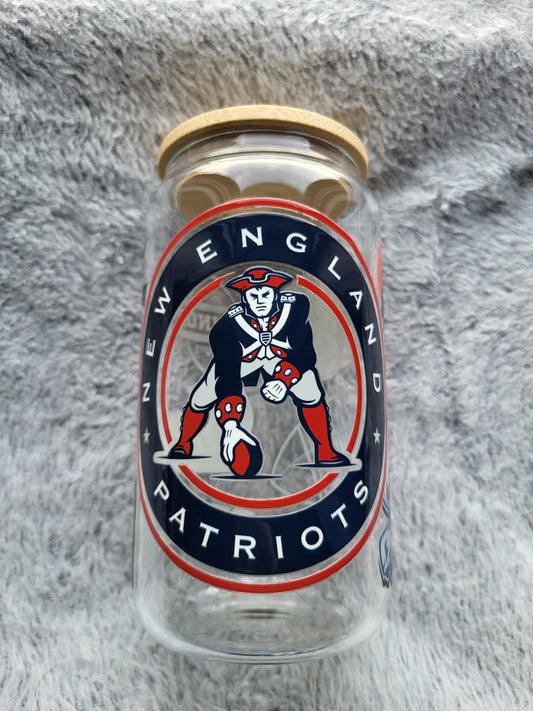 New England Football clear Glass Can