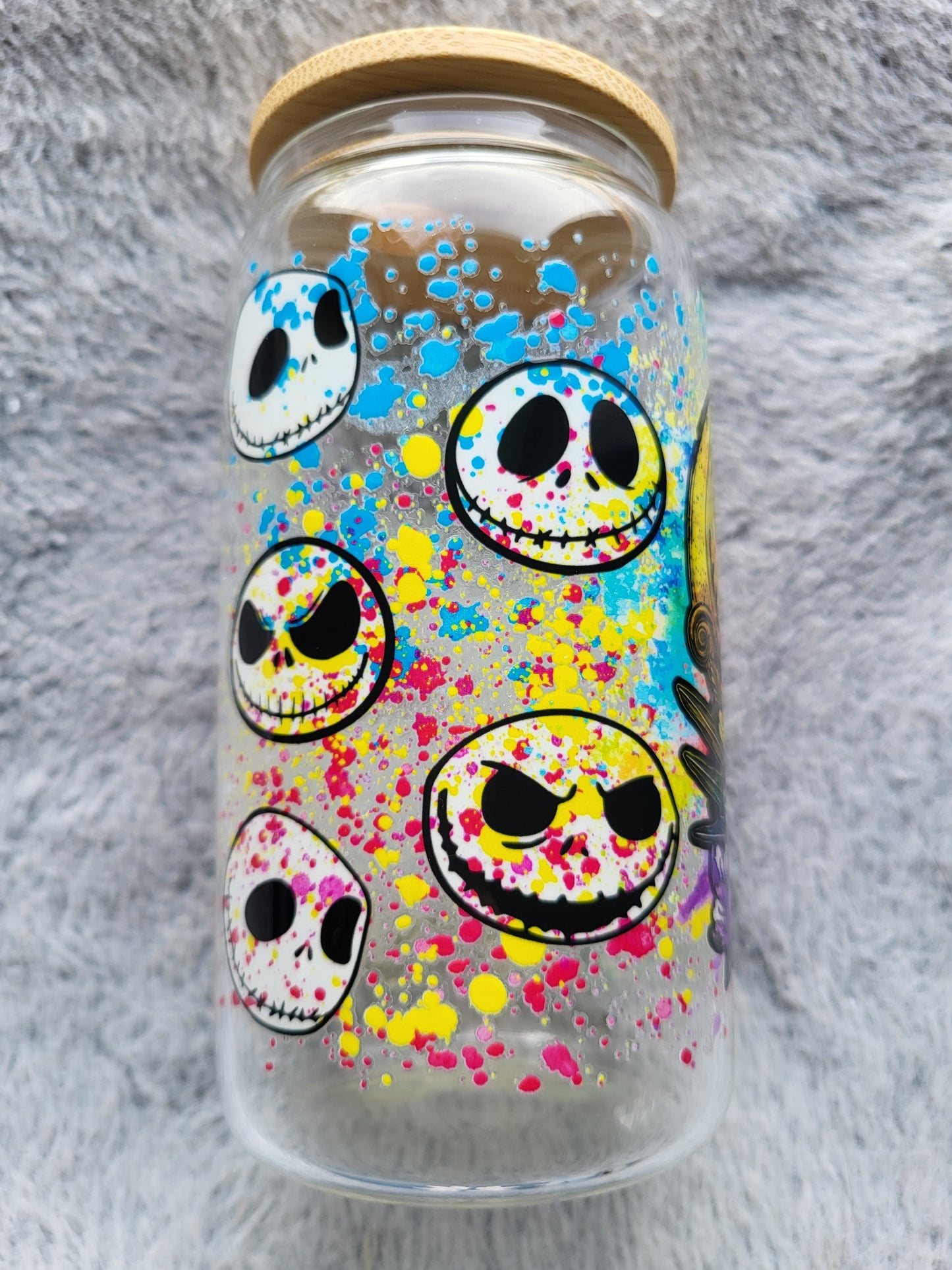 Rainbow Jack Skellington clear Glass Can