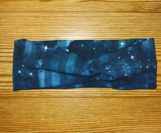 Starry Night in Blue Twist Headband