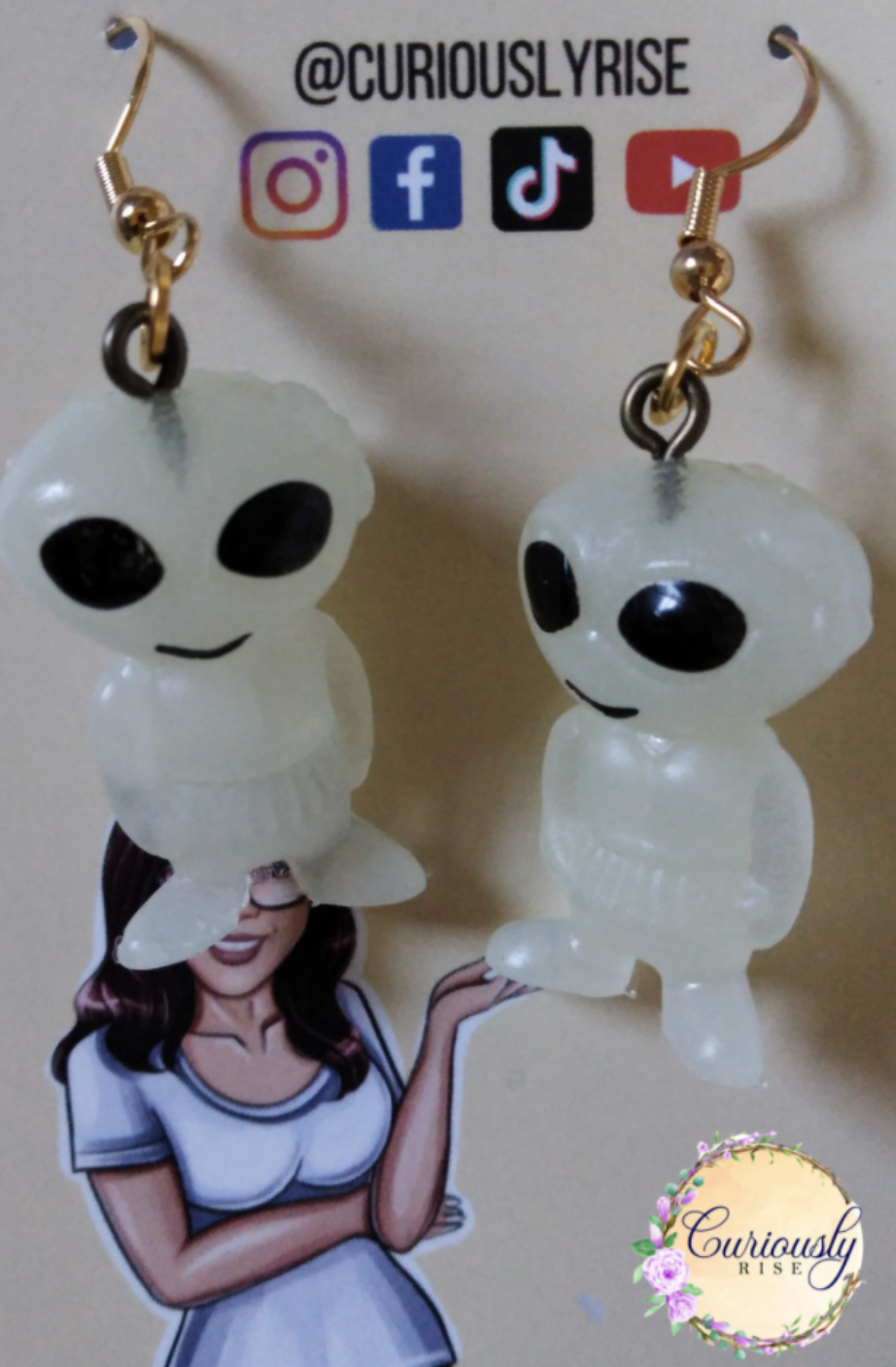 Glow in the Dark Alien Earrings